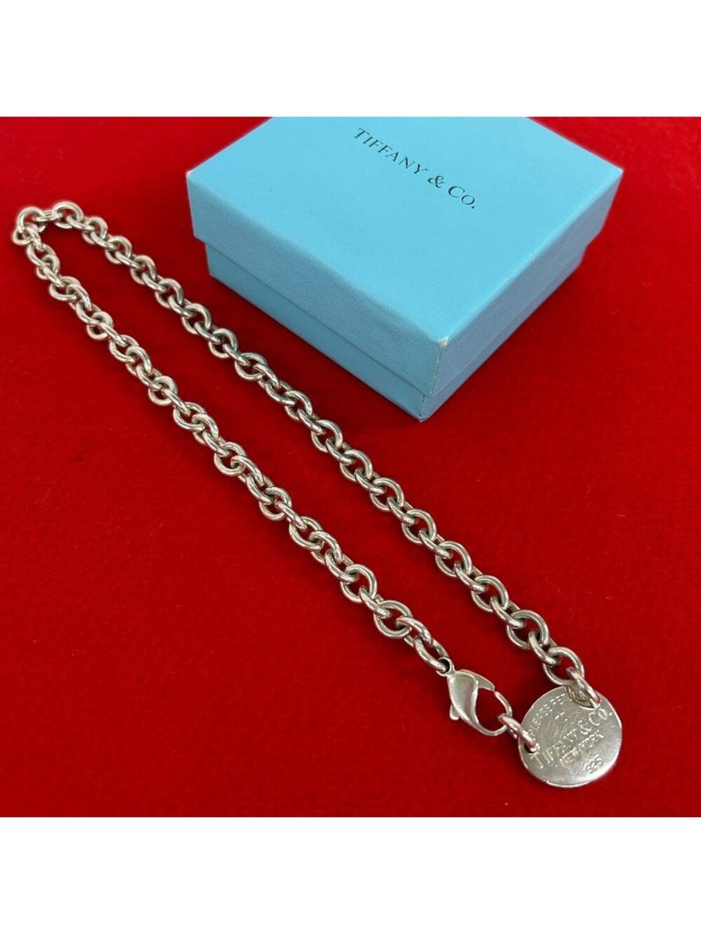 Tiffany & Co Vintage Return to Tiffany Oval Tag Necklace 925 Sterling Silver